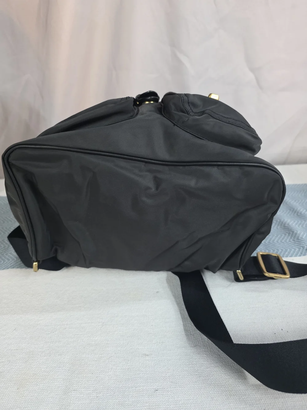 Coach Black Nylon Leather Cargo Backpack with Gold Hardware